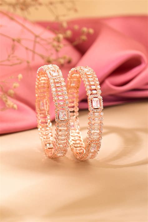 Lustrous Charm Rose Gold Bangles Nikhar Jewellery