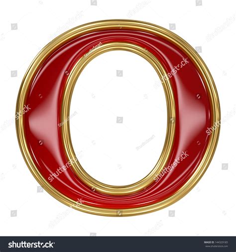 Ruby Red Golden Outline Alphabet Letter Stock Illustration