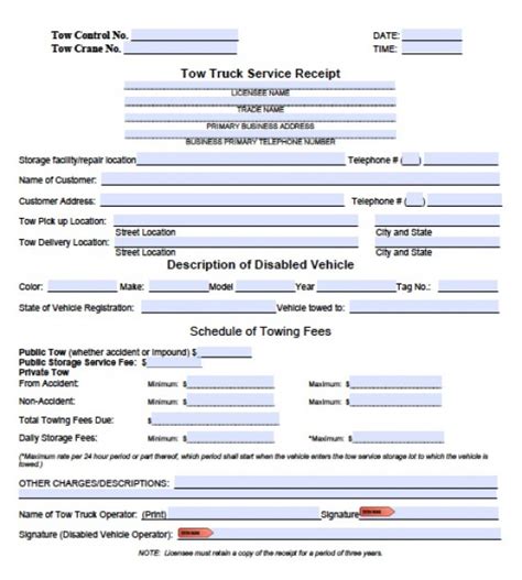 Free Printable Towing Receipts Ataglance Printable Calendar