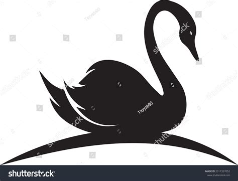 Black Silhouette Swan Isolated On White Stock Vector Royalty Free