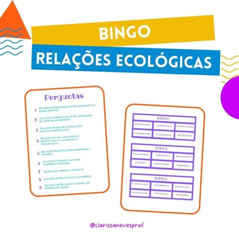 Bingo Rela Es Ecol Gicas Loja Atividades Pedag Gicas Clarissa Neves