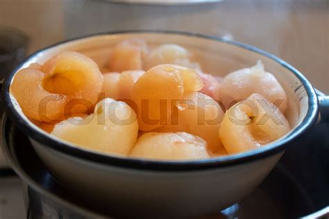 Freshly Boiled Peeled Apples Stock Image Colourbox