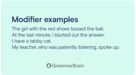 Understanding Modifiers Definition Types Examples Grammar Grammarbrain