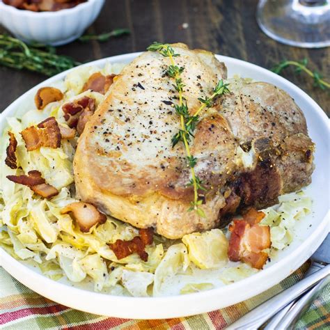 Pork Chops With Creamy Cabbage And Apples Spicy Southern Kitchen