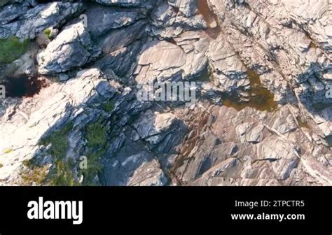 Top Down View Of Cliffs Of Malin Head Coastal Walk Path West From