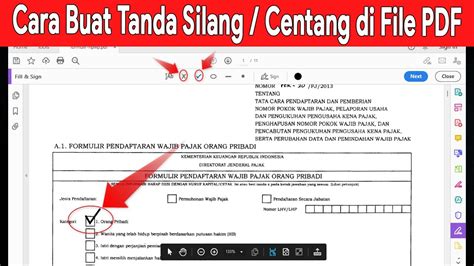 Cara Memberi Atau Membuat Tanda Silang Centang Ceklist Di File PDF