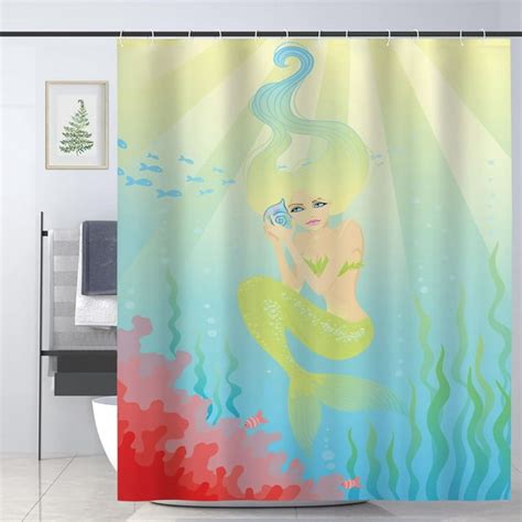 Joocar Mermaid Shower Curtain For Bathroom Decoration Fabric Shower