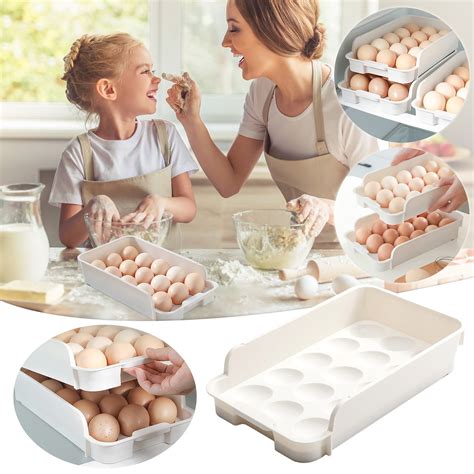 Usmixi Large Capacity Eggs Holder For Refrigerator Stackable Eggs