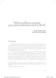 Políticas públicas e pesquisa para o desenvolvimento rural no Brasil