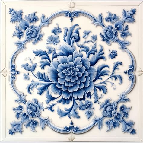 Premium Ai Image Vintage Delft Tile Wall Art