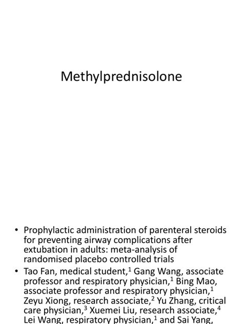 Methylprednisolone Pdf Intensive Care Medicine Corticosteroid