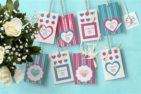 Printable Valentine Tags Editable PDF Graphic by print.cut.hang · Creative Fabrica