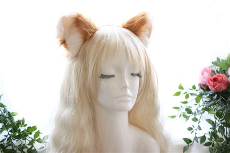 Cat Ears Kitty Fox Ears Cosplay Headwear Tan Yellow White Etsy