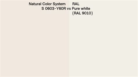 Natural Color System S 0603 Y60r Vs Ral Pure White Ral 9010 Side By