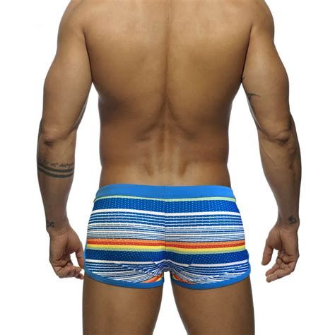 Gay Swim Trunks Sexy Stripe Low Rise Swim Trunks