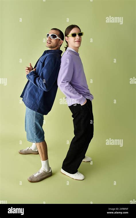 A Gay Couple Two Men Stand Joyfully Together Enjoying Quality Time And Posing Stock Photo Alamy
