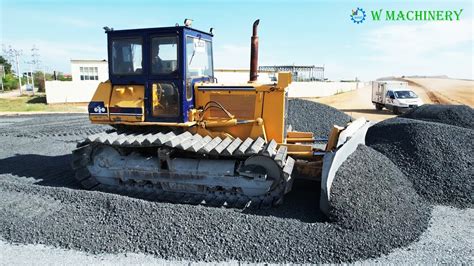 Cool And Powerful Dozer Spreading Gravel Building Road Activity