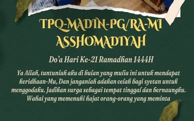 Doa Hari Ke Ramadhan Madrasah Ibtidaiyah Asshomadiyah