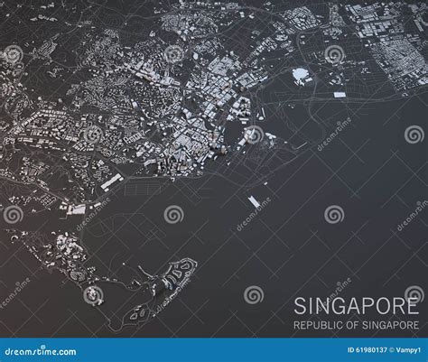 Singapore Map, Satellite View, Asia Stock Illustration - Illustration of houses, singapore: 61980137