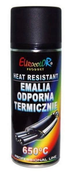 Farba żaroodporna czarny mat 650 stopni w sprayu Eurocolor 400ml