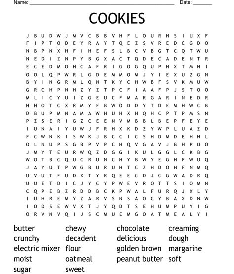 Cookies Word Search Wordmint