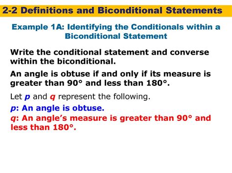 Biconditional Statements And Definitions Ppt Download