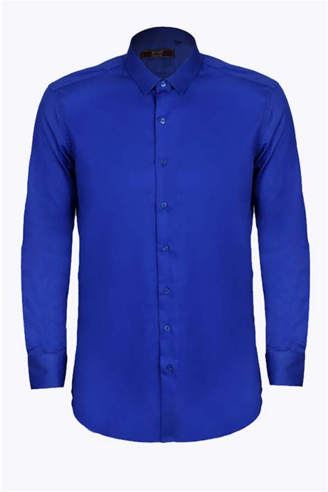 Classic Collar Button Cuff Poplin Shirt Royal Blue David Wej Nigeria