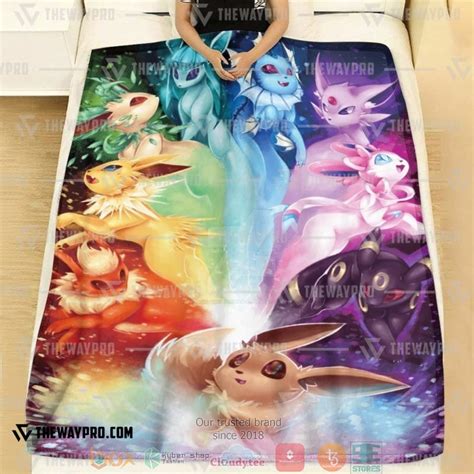 HOT Anime Pokemon Eevee Rainbow Blanket Boxbox Branding Luxury T Shirts Online In USA