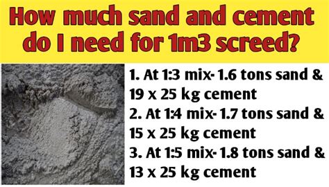 How Much Sand And Cement Do I Need For 1m3 Screed Civil Sir
