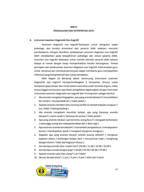 Soal Asesmen Diagnostik Non Kognitif Psikologi Pdf