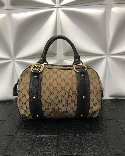 Gucci Made In Italy Canvas Mix Kulit Asli Fesyen Wanita Tas Dompet