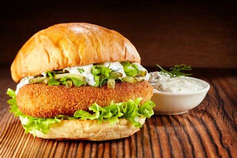 Chicken Burger With Lettuce And Mayonnaise Dip Stock Photo Image Of