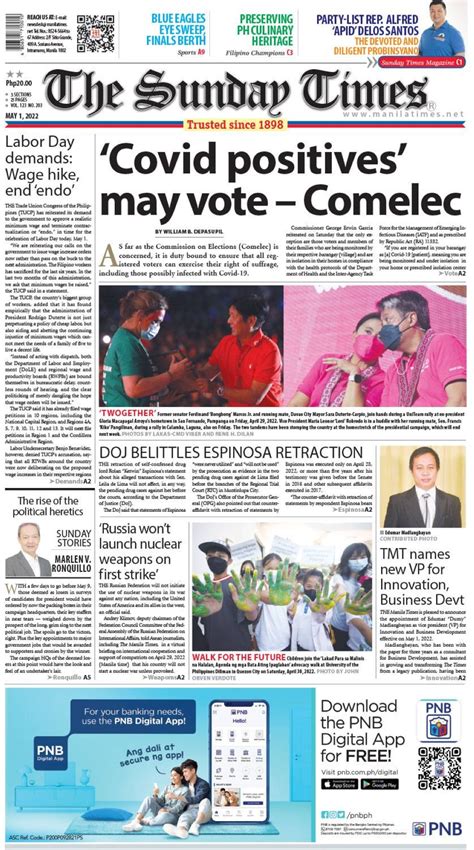 The Manila Times Front Page May 01 2022 The Manila Times