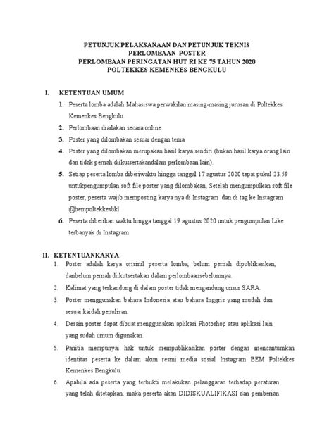 Juklak Juknis Lomba Poster Hut Ri 75 Tahun Pdf