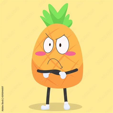 Cute Pineapple Characters With Sulking Expressions Vector Illustration Cute Pineapple Vector