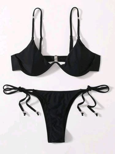 Bikini Negro Con Amarras Y Broche Cuotas Sin Inter S