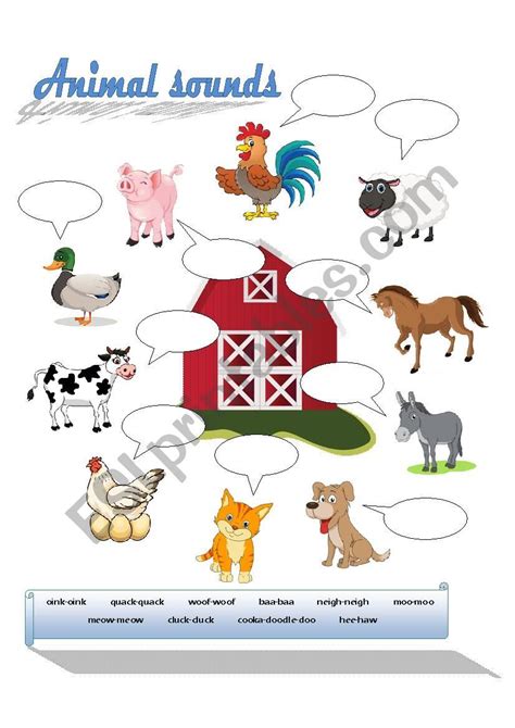 Farm Animals Sounds Esl Worksheet By Cachualively Animal Sounds
