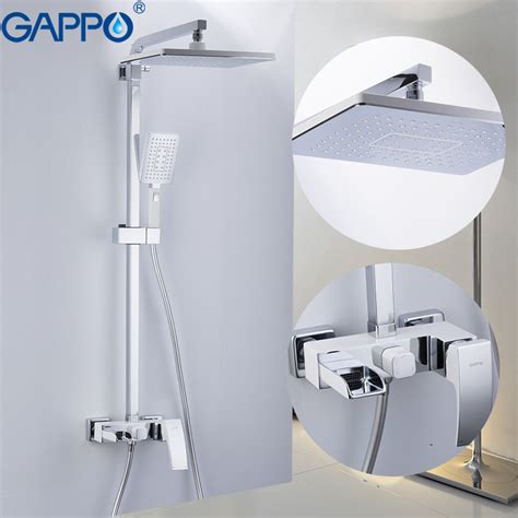 Душевая система с каскадным изливом Gappo белый/хром G2407-30: низкие ...