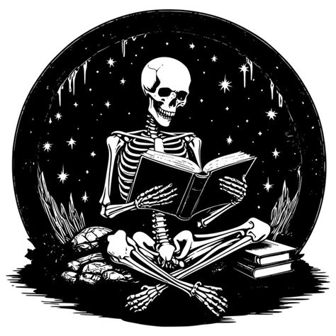 Skeleton Reading A Book SVG Black Vector Premium AI Generated Vector