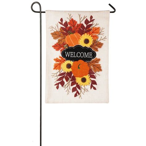 Evergreen Flag Garden Fall Floral Welcome 2 Sided Polyester 18 X 13