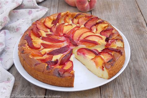 TORTA DI RICOTTA E PESCHE SENZA FARINA E Senza Burro