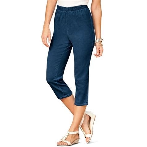 Roamans Womens Plus Size Tall Comfort Stretch Capri Jean