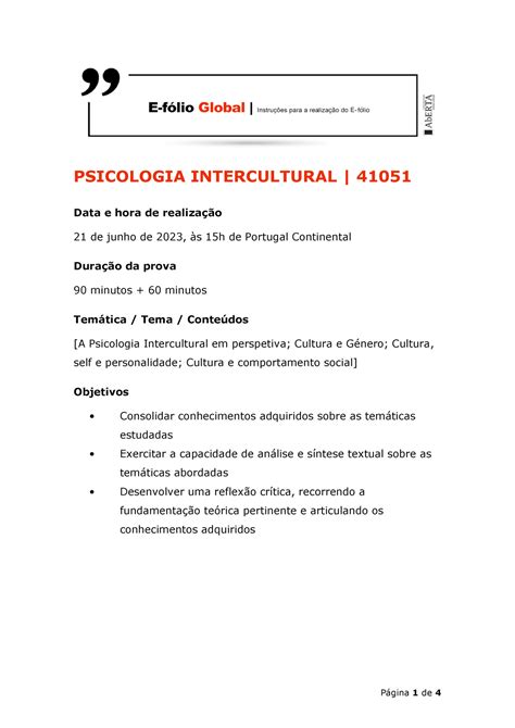 Efolio Global Psicologia Intercultural Data E Hora De