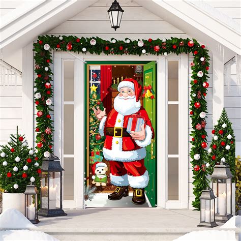 Decorazioni Natalizie Per Porta Copertura Con Babbo Natale Per Porta