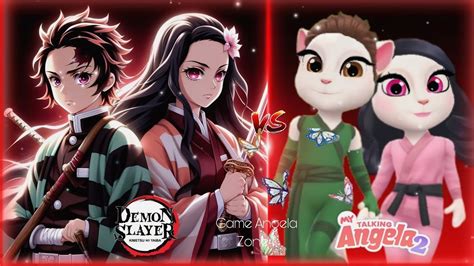 Tanjiro And Nezuko 🆚 My Talking Angela 2 Gameangelazone411 Youtube