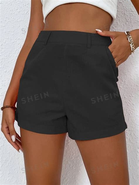 Shein Vcay Bermudas Cintura Alta Bolso Inclinado Shein Brasil