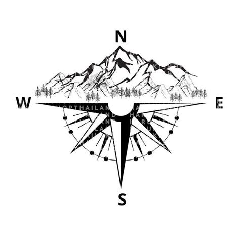 Mountains Tree Compass Svg File Compass Mountain Decalscut Files For