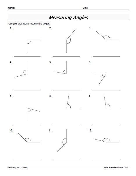 Measuring Angles Worksheets Free Printable