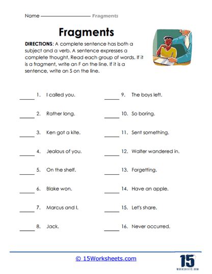 Fragments Worksheets 15 Worksheets Worksheets Library