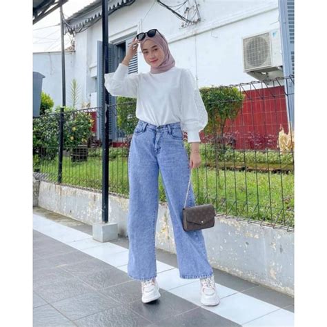 Spill Racun Ootd On Twitter High Waist Kulot Jeans Polos Wanita